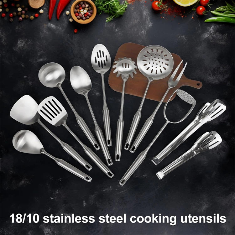 Lmetjma 304 Stainless Steel Utensils All Metal Long