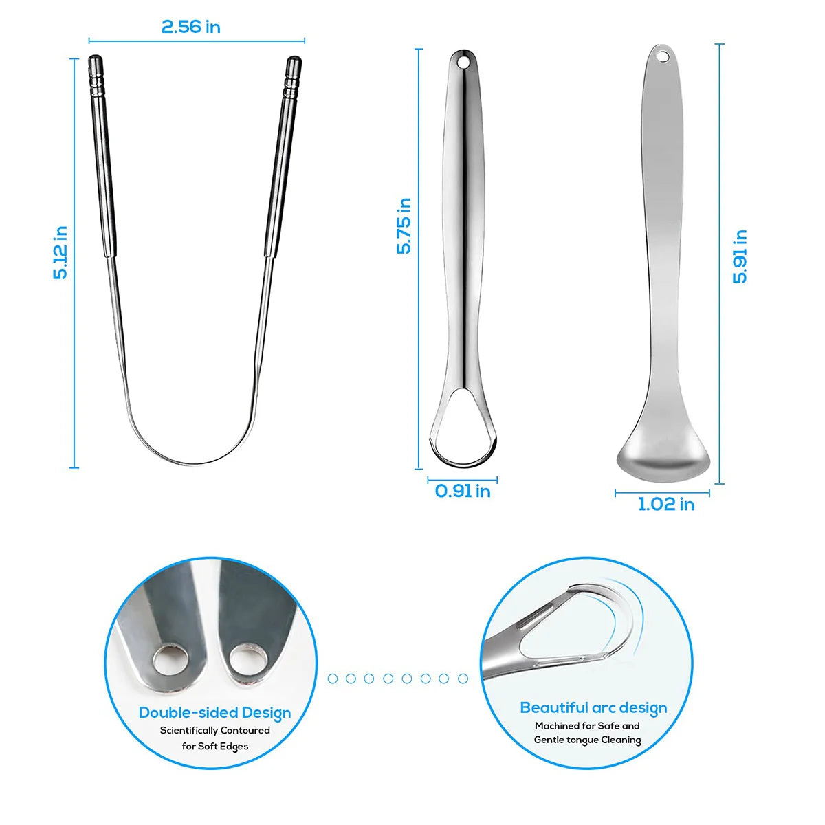 Premium 1pcs/3pcs Metal Tongue Scraper Cleaner Adults &