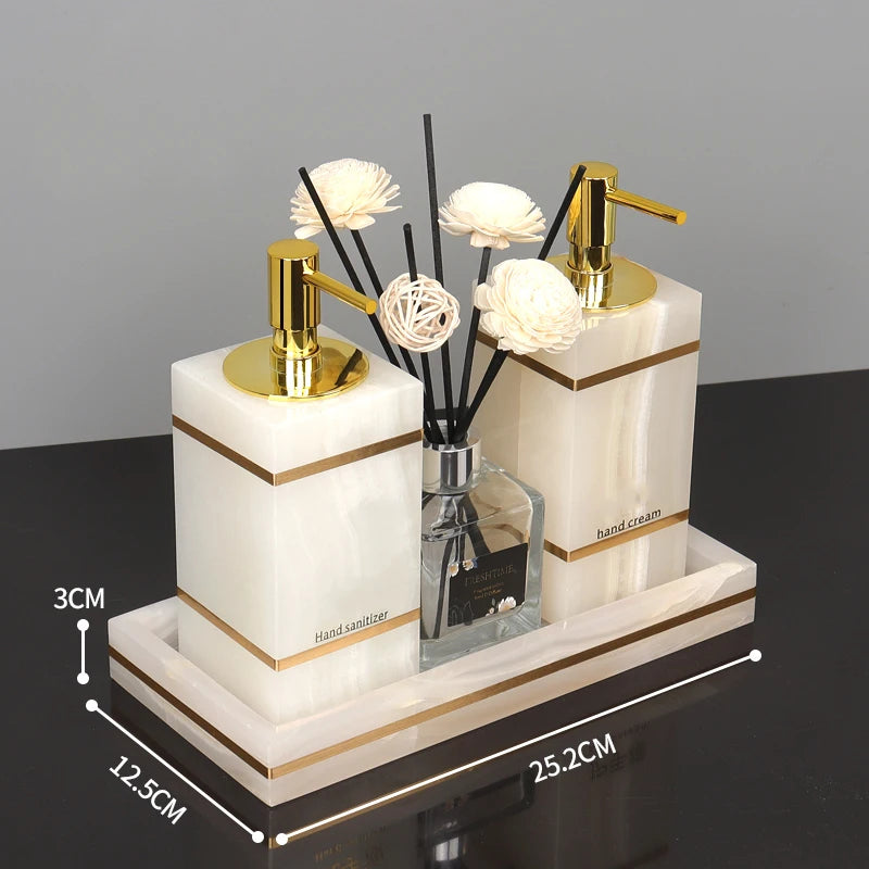 White Onyx Natural Marble Bathroom Gold Luxury Soap
