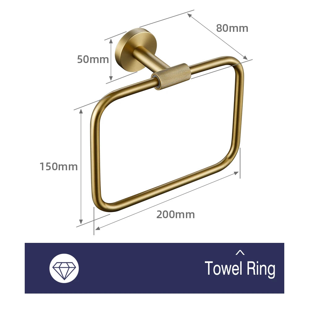 Brushed Gold Towel Rack Knurled Towel Bar Robe