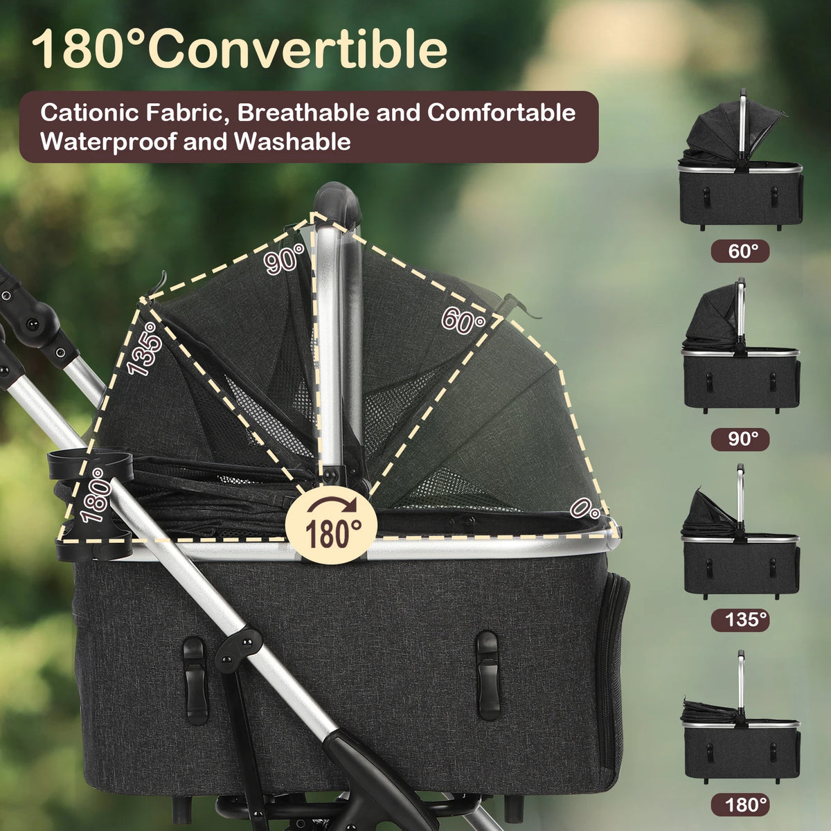 Pet Stroller Wheels Foldable Pet Travel Carrier Small/Medium