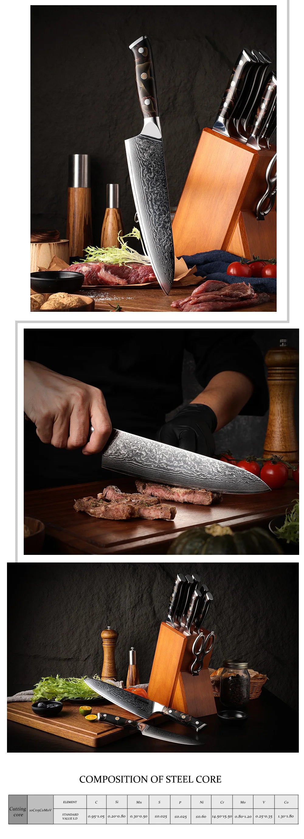 Grandsharp High Quality 1-10pcs Knife 67 Layers Damascus