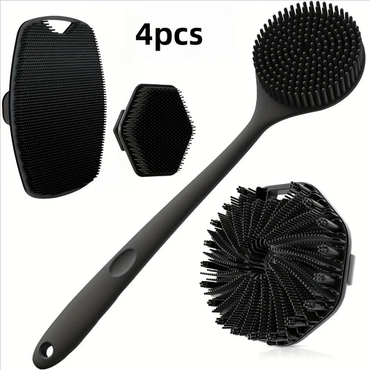1-4-Piece Bath Brush Soft Silicone Bath Brush Non-Slip