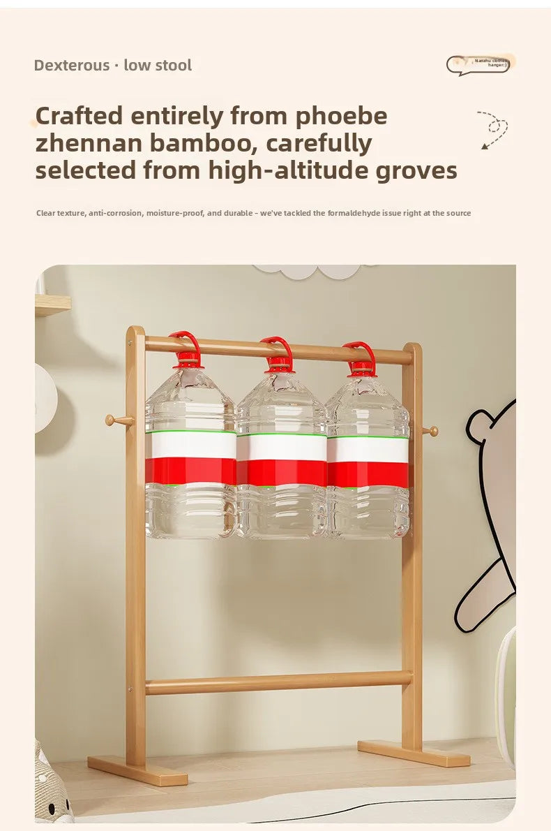 Small Bamboo Hat Rack Floor Hanging Clothes Rack