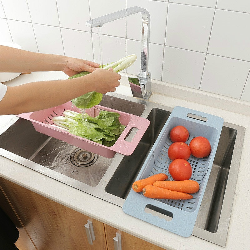Adjustable Dish Drainer Sink Drain Basket Washing Vegetable