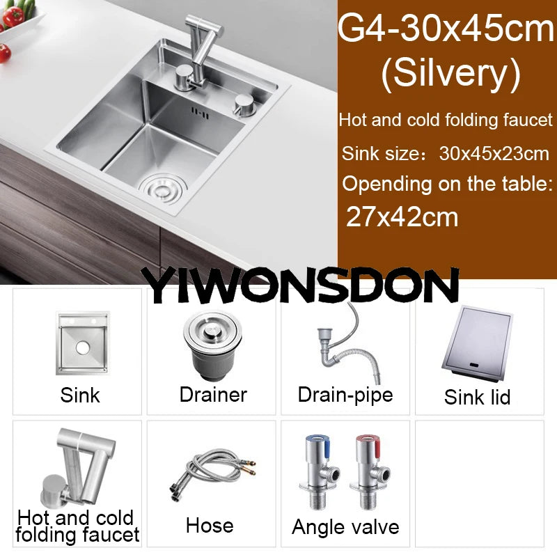 Nano Hidden Bar Sink Black Folding Faucet Silvery