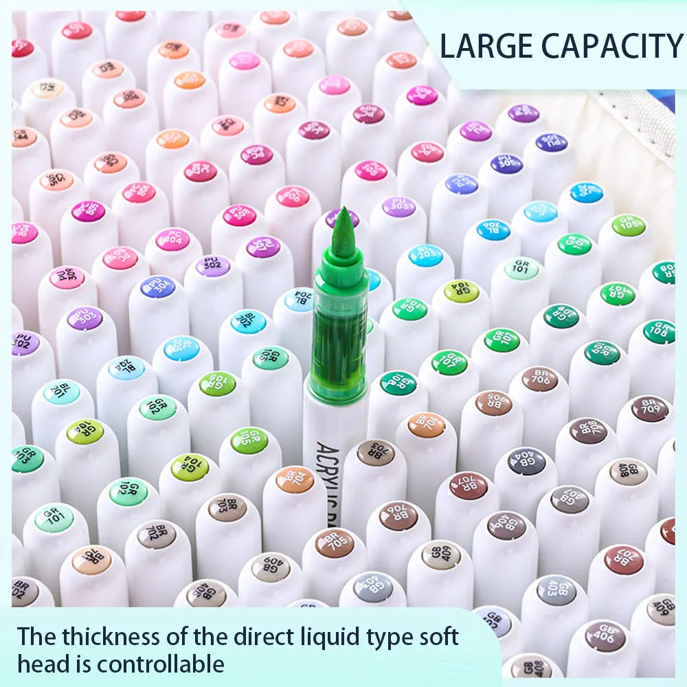 96/192/240 Colors Direct Liquid Acrylic Paint Brush Marker