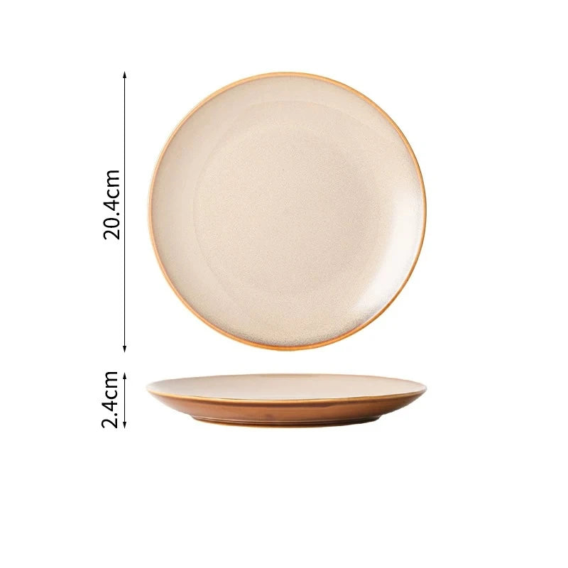 Ceramic Dinner Plate Creative Kiln Change Retro Shallow