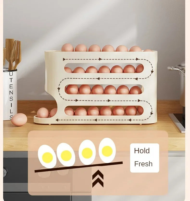 2/3/4 Tier Egg Holder Storage Container Automatic Rolling