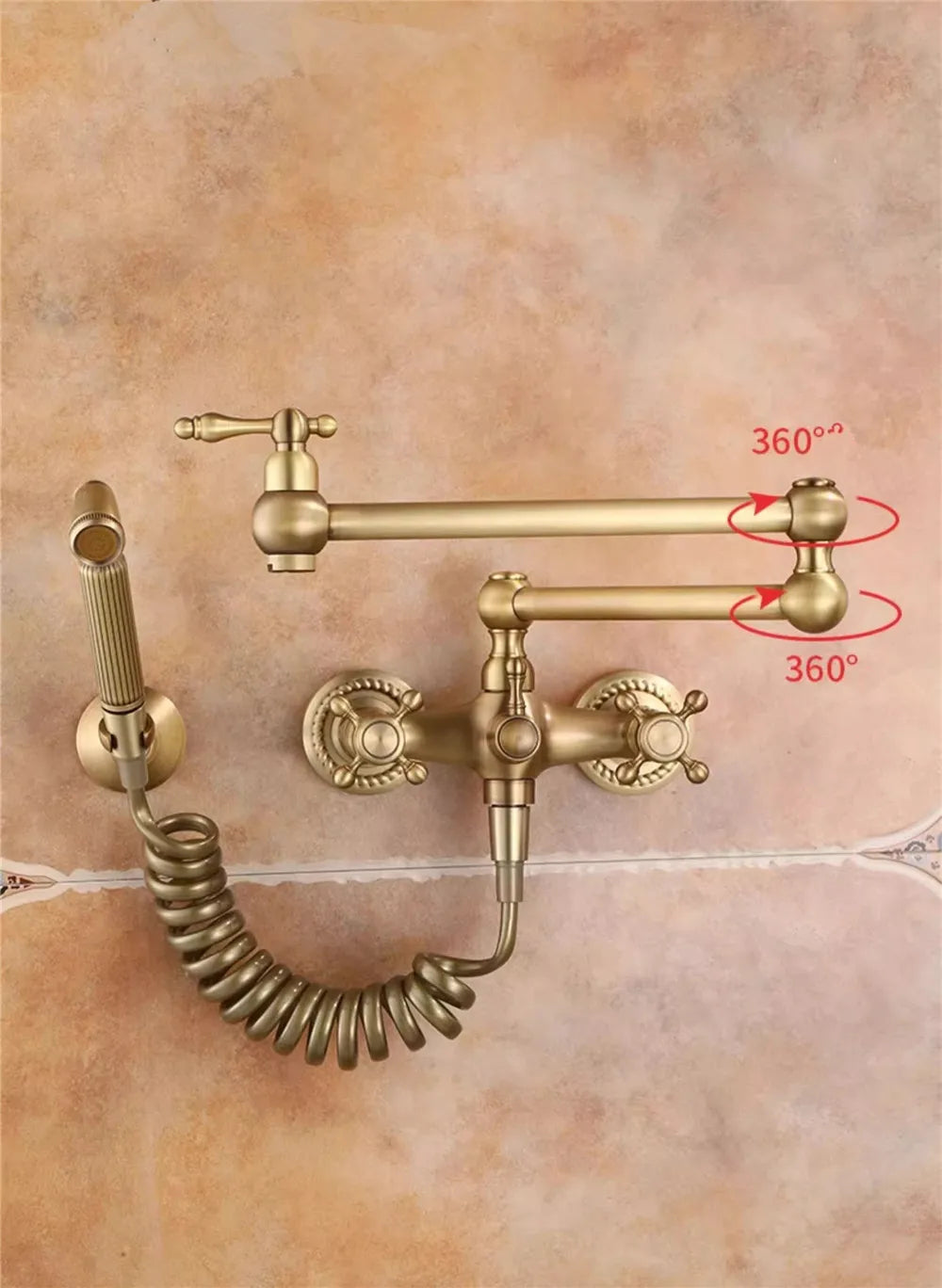 Wall Mounted Foldable Faucet Antique Bronze Pot Filler