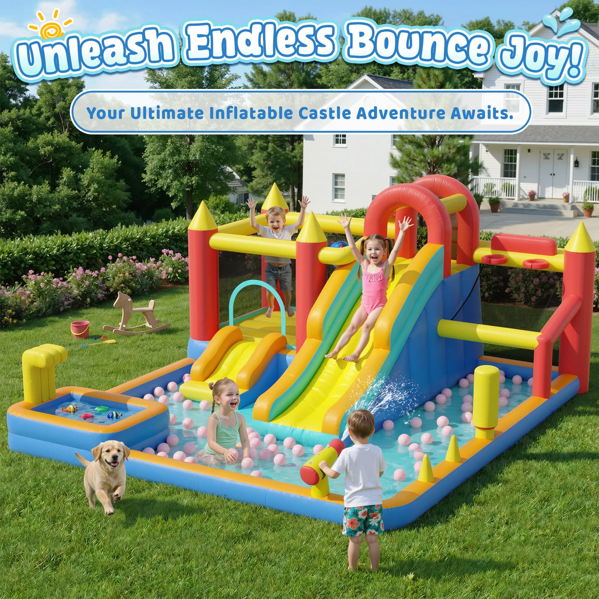 Jump Slide Inflatable Bouncer Kids Heavy Duty Blower