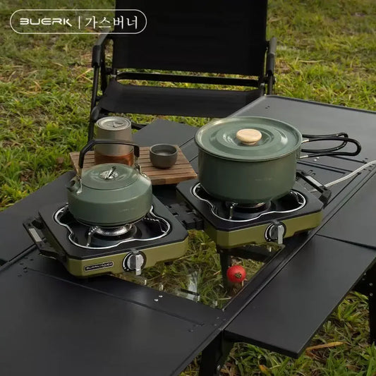 Buerk Camping Stove Double Burner High Firepower Folding