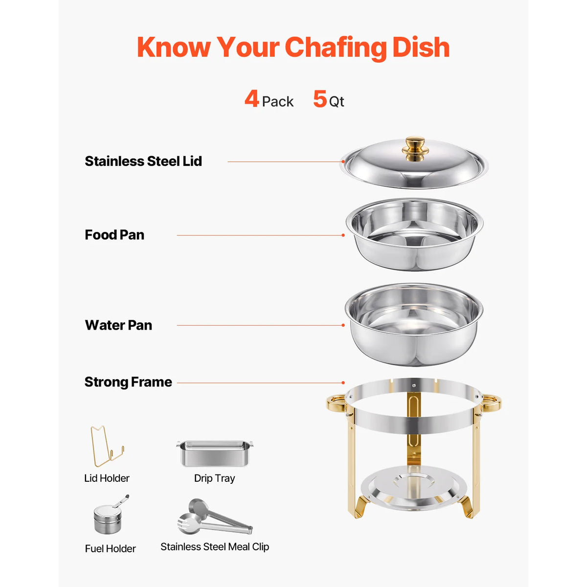 Succebuy Qt Pack Chafing Dish Buffet Stainless Steel