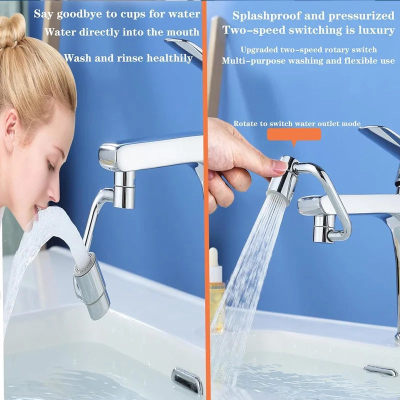 1pc 1080 Swivel Stainless Steel Faucet Extender Universal