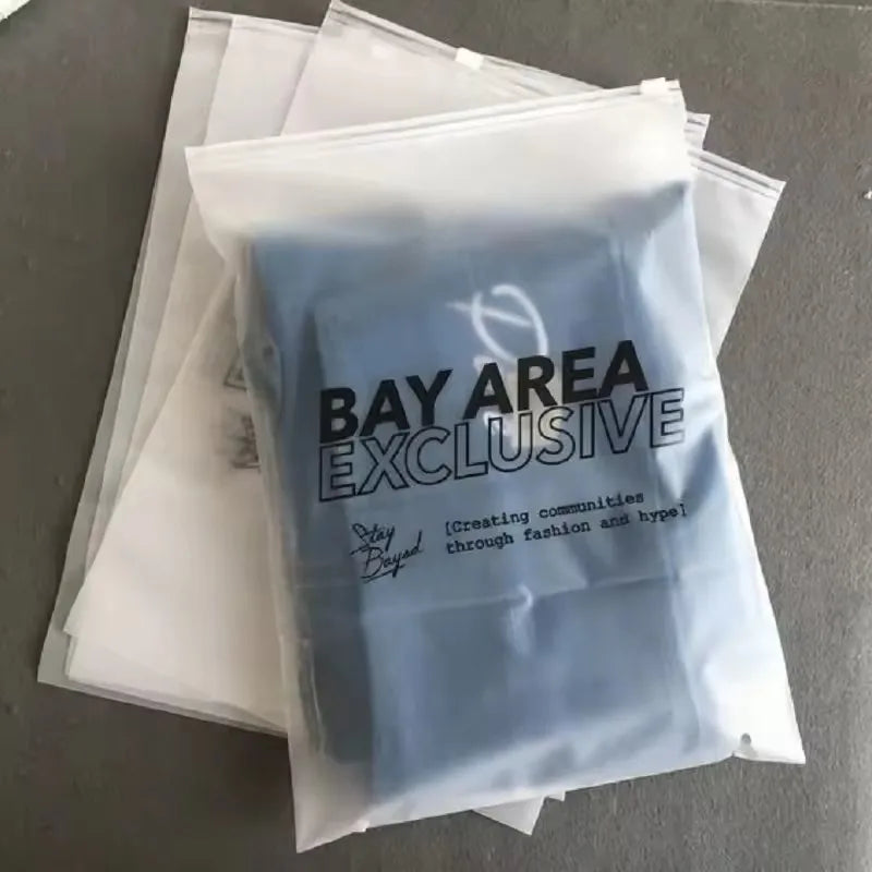 Customized Logo Clothing Packaging Bag Frosted Zipper Bag