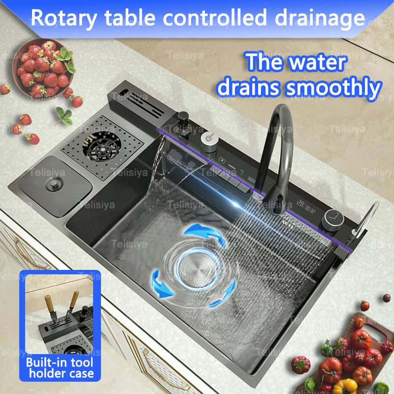 Stainless Steel Sink Trash Can Embossed Wash Basin