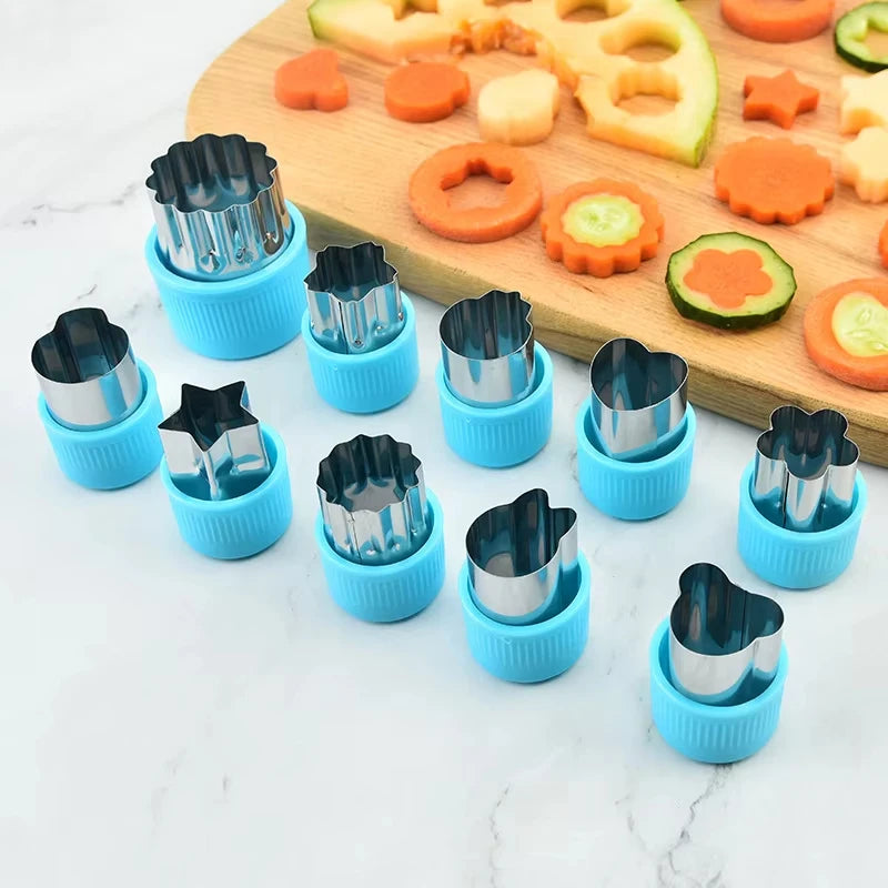 Star Heart Shape Vegetables Cutter Plastic Handle 3pcs