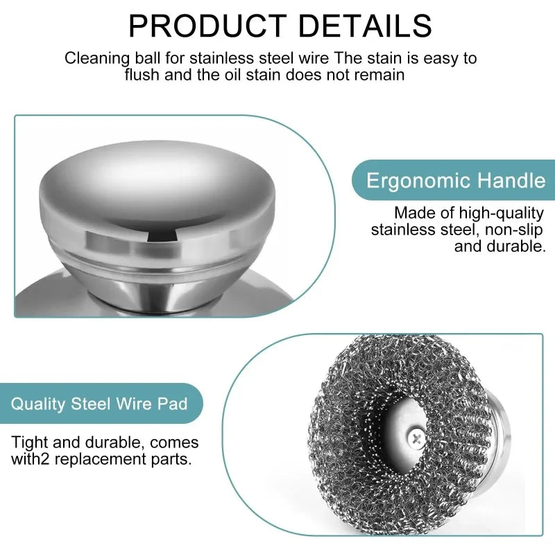 Stainless Steel Pot Brush Handle Robust Metal Ball