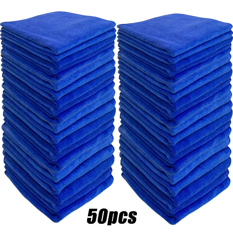 200pcs Microfiber Towels Car Wash Drying Cloth Blue