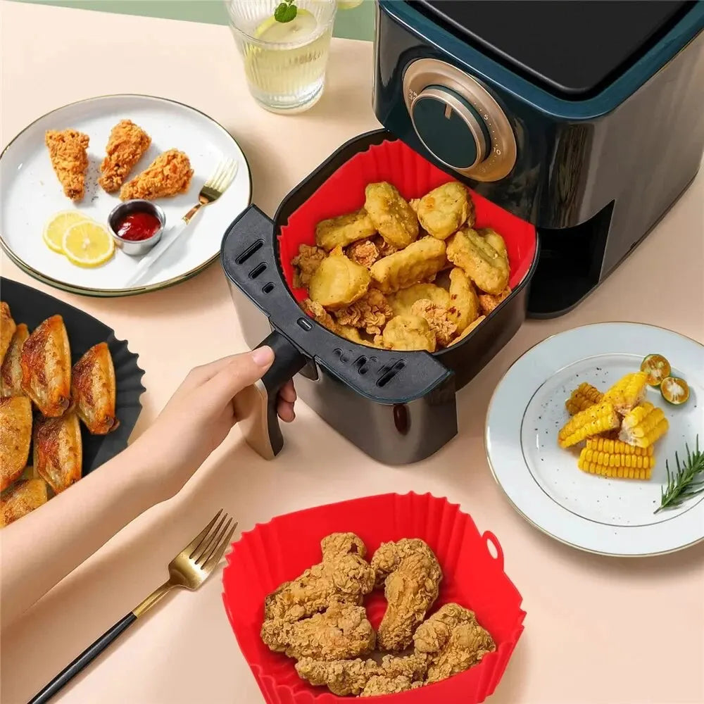 1pc Reusable Airfryer Pan Liner Silicone Air Fryers