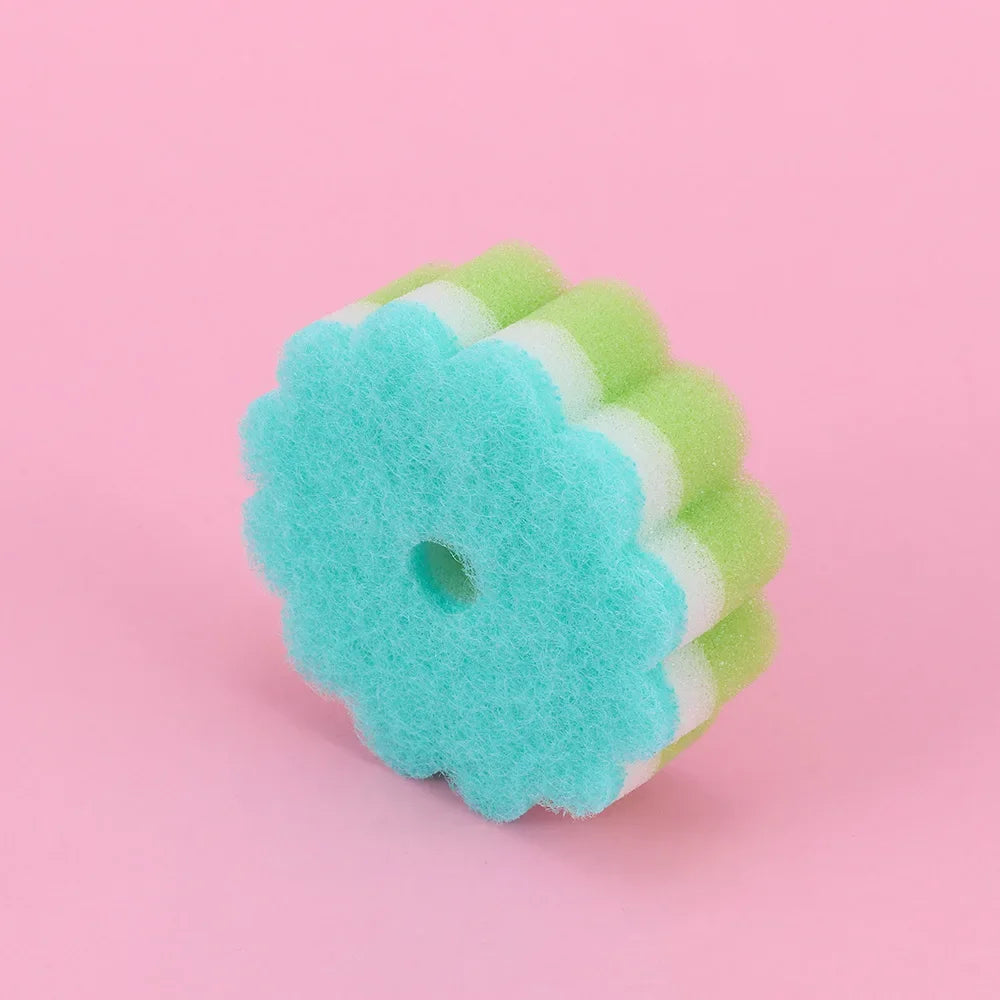 Practical Sponges Scouring Pads Flower Shape Sponge Brush