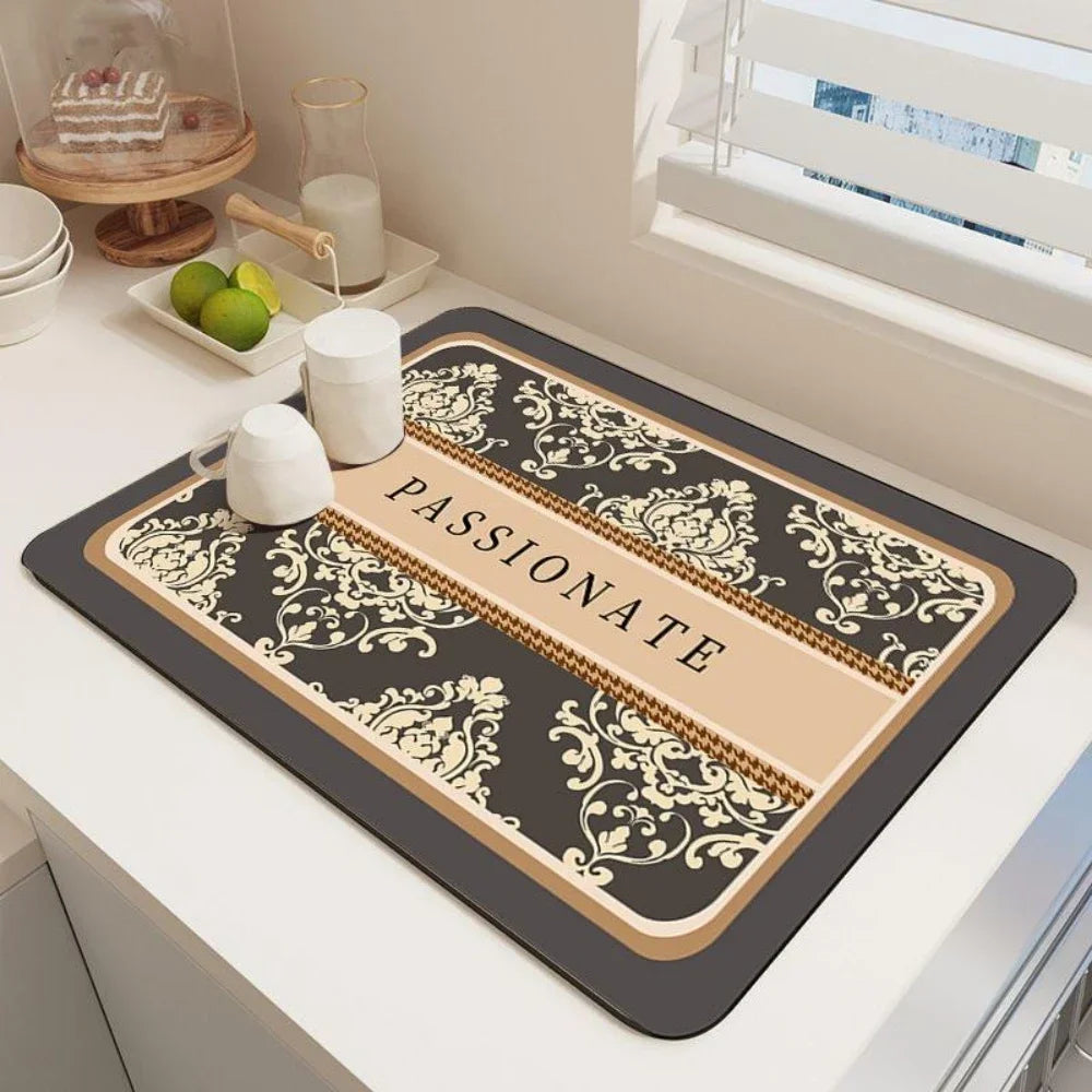 Vikama Vintage Bohemian Dish Drying Mat Non-Slip Absorbent