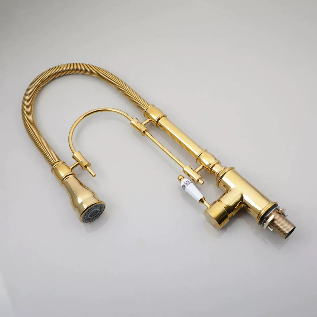 Gold Pull Down Faucet Brass Cold Sink Faucet