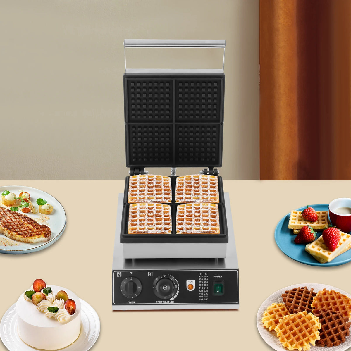 1750w Electric Waffle Maker Grids Waffle Making Machine