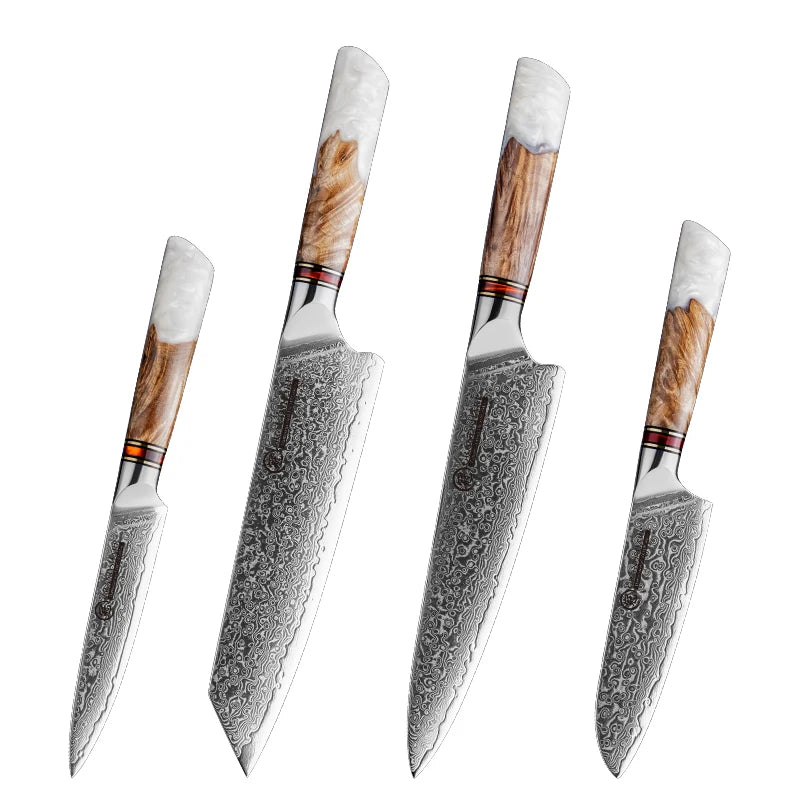 Grandsharp 1-4 Pieces Knife Damascus Steel 10cr15c0mov Steel