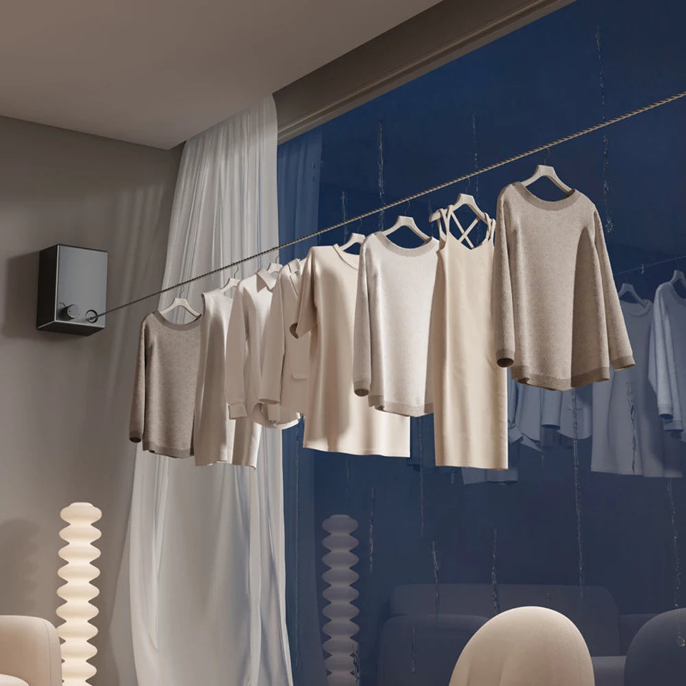 Retractable Clothesline Stainless Seel Pull-Out Clothes-Drying