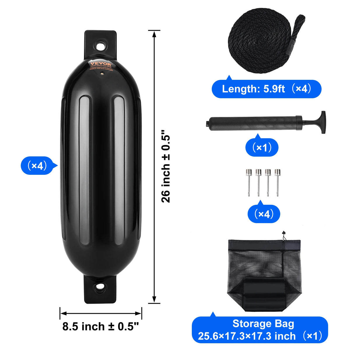 Succebuy Inflatable Ribbed Fender Center Holes Marine Boat