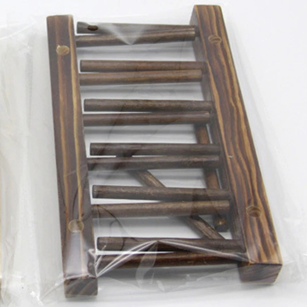Wooden Dish Drain Rack Dinnerware Storage Organizer Tray