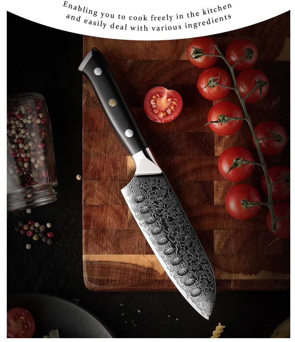 Santoku Knife Inch Aus-10 Japanese Damascus Steel Knife
