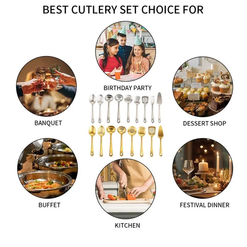 Gold Utensils Stainless Steel Cooking Cooking Spatula Slotted