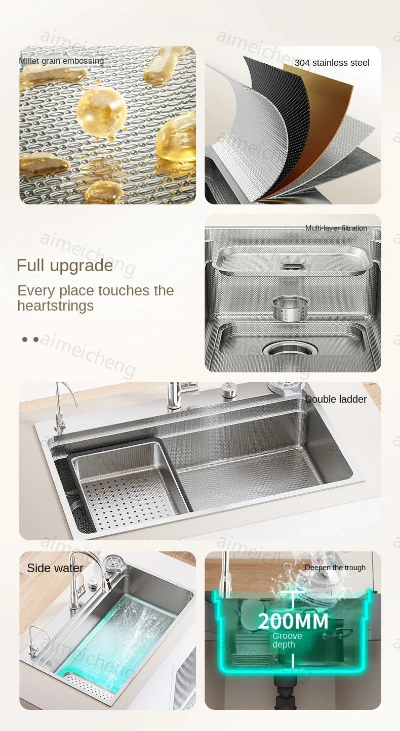 304 Stainless Steel Sink Silver Large Slot Wash