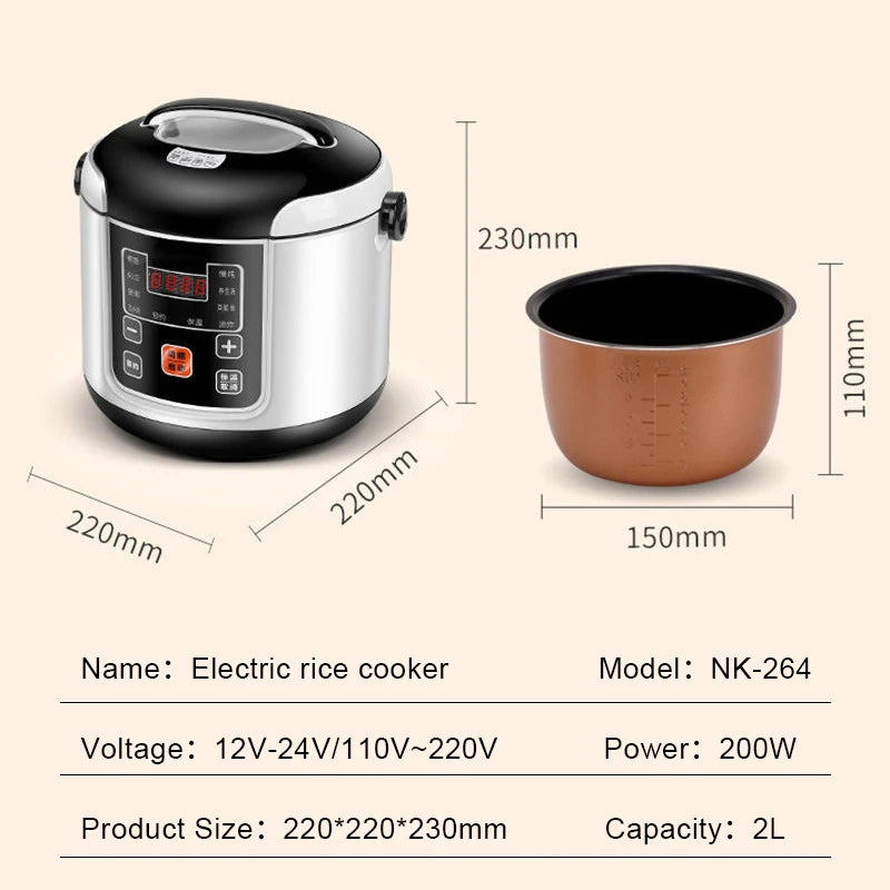 Car Rice Cooker 2l Electric Truck Multi-Cooker Soup