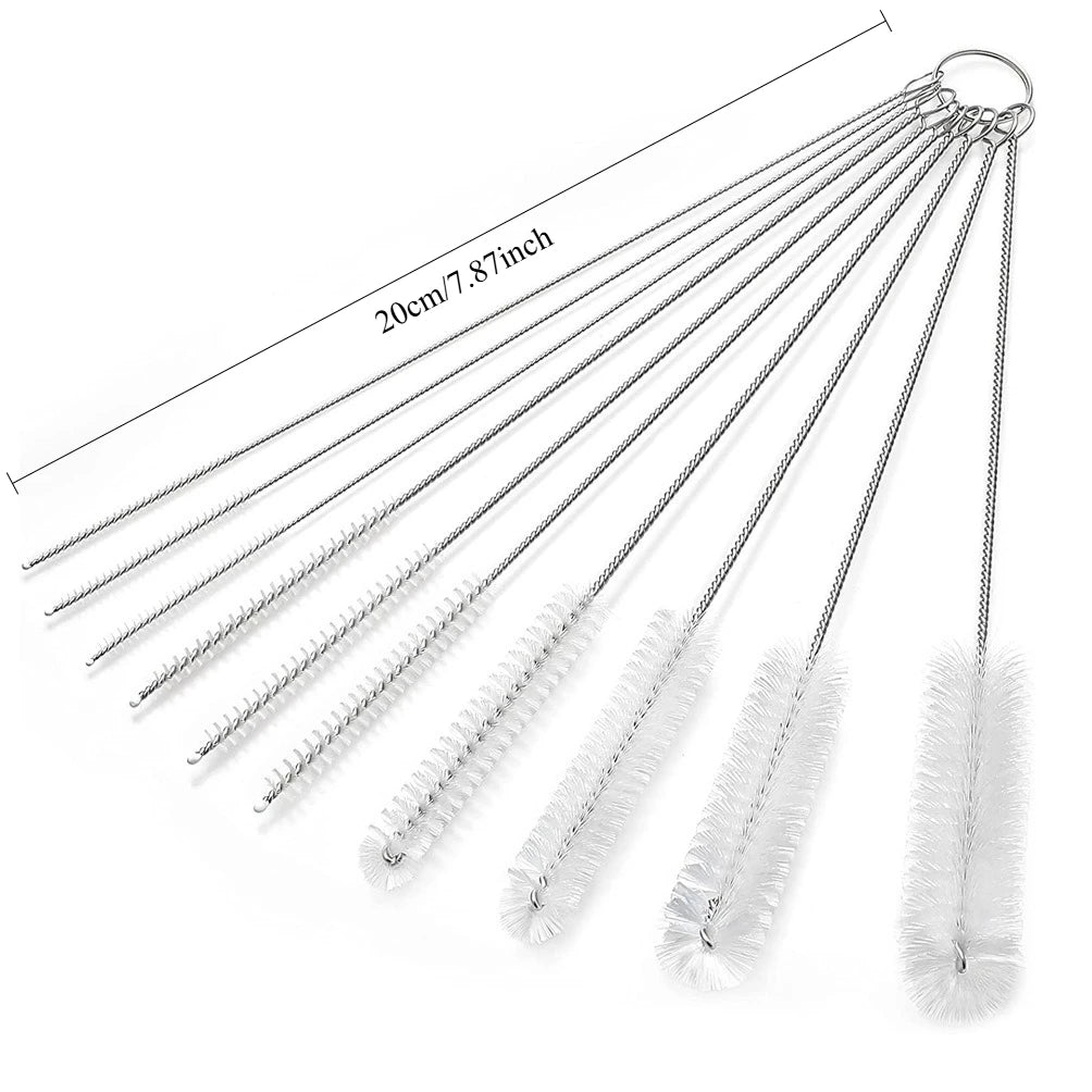 10-Pack 20cm Stainless Steel Bottle Cleaning Brushes Reusable
