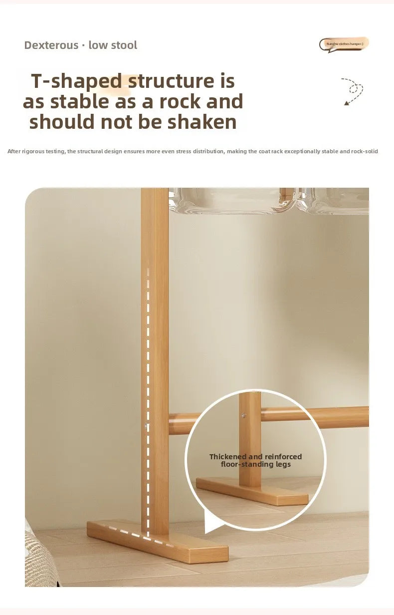 Small Bamboo Hat Rack Floor Hanging Clothes Rack