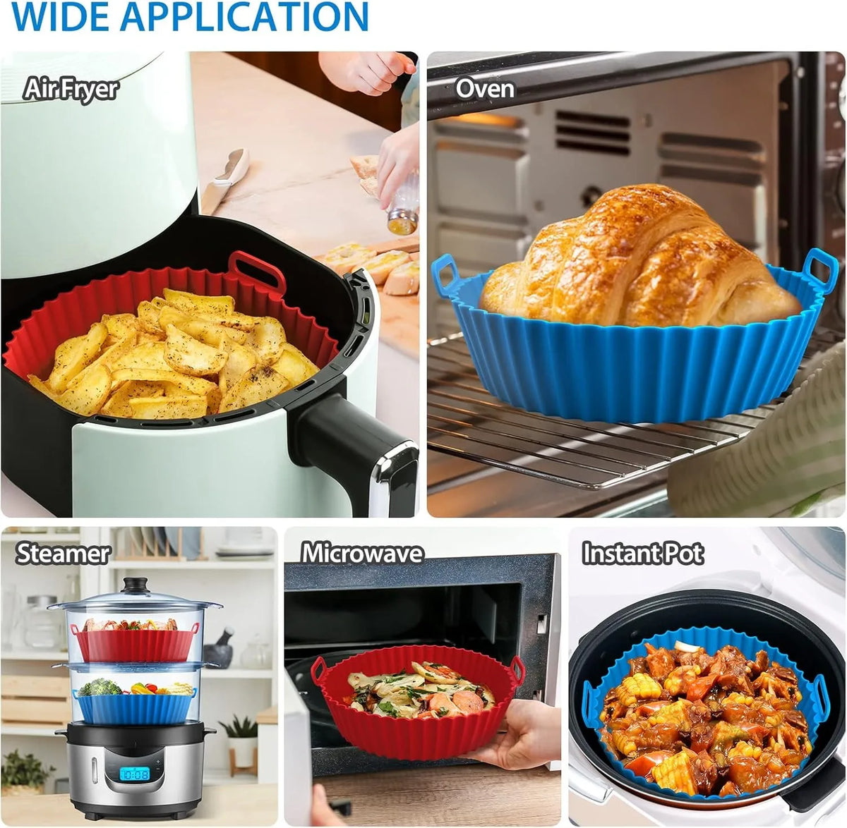 1pc Air Fryer Silicone Baking Tray Mat Circular
