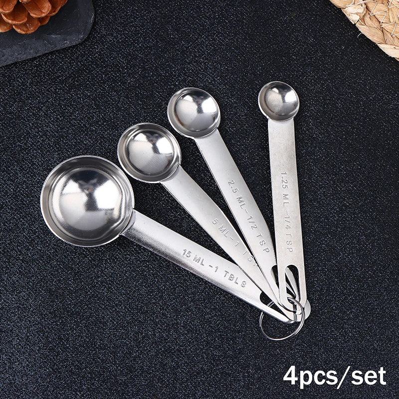 4/6/8pcs Stainless Steel Measuring Spoon Scale Baking Cooking