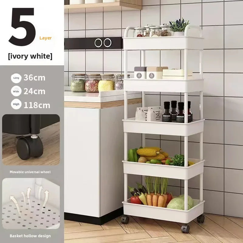 Tier Rolling Storage Cart Wheels Slim Organizer Fruit