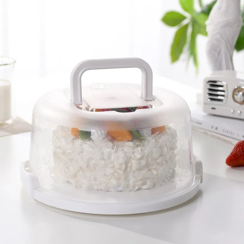Plastic Round Cake Box Carrier Handle Pastry Storage