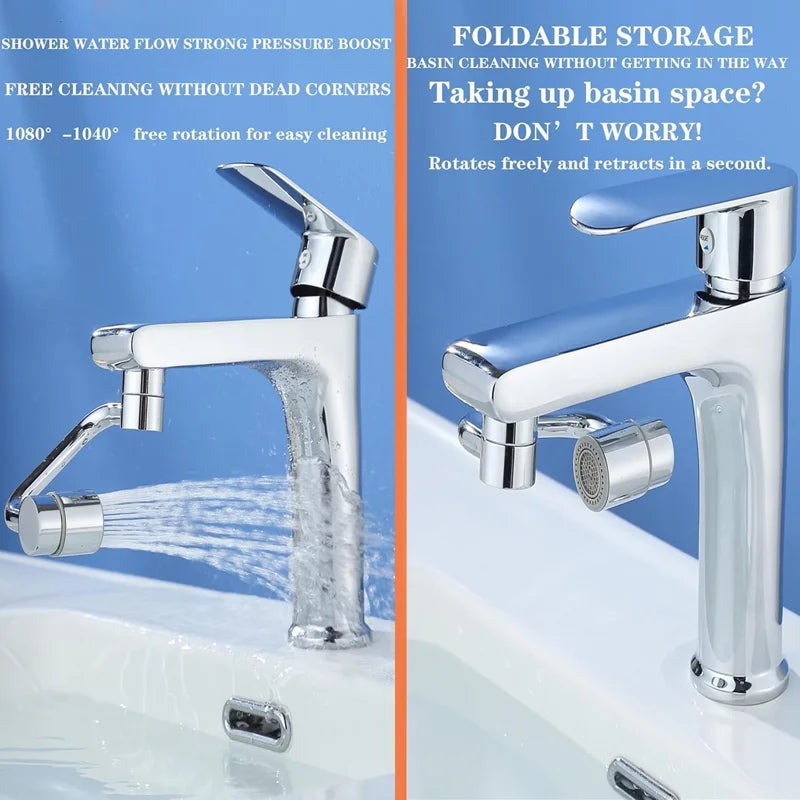 1pc 1080 Swivel Stainless Steel Faucet Extender Universal