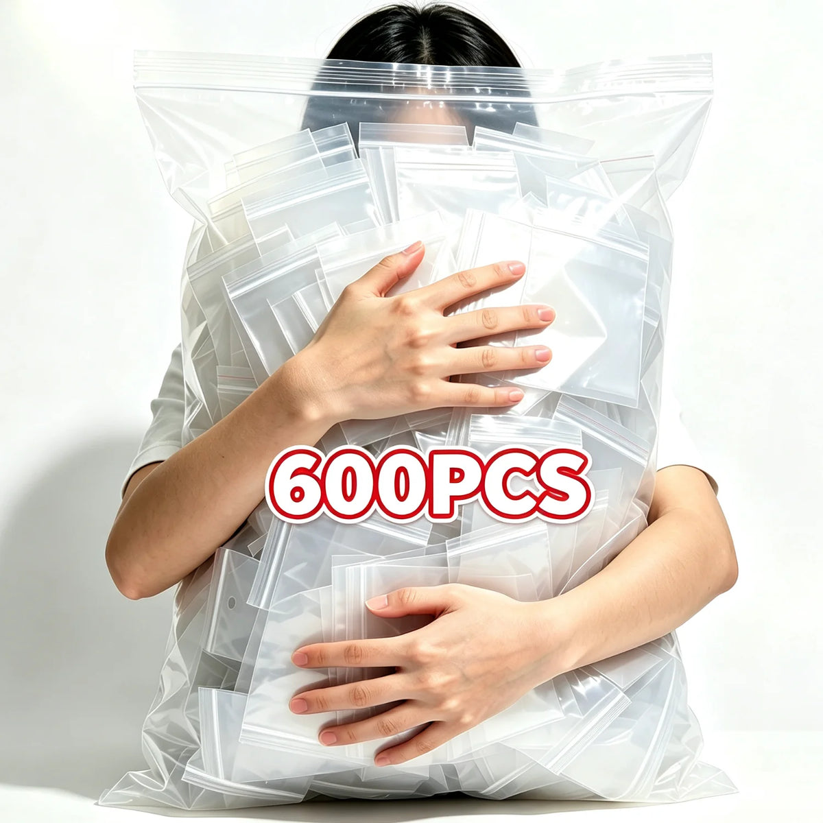 100-600pcs Small Zip Lock Plastic Bags Reclosable Transparent