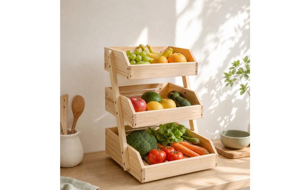 Countertop Organizer Ventilated Rack Trays Wooden Storage Rack