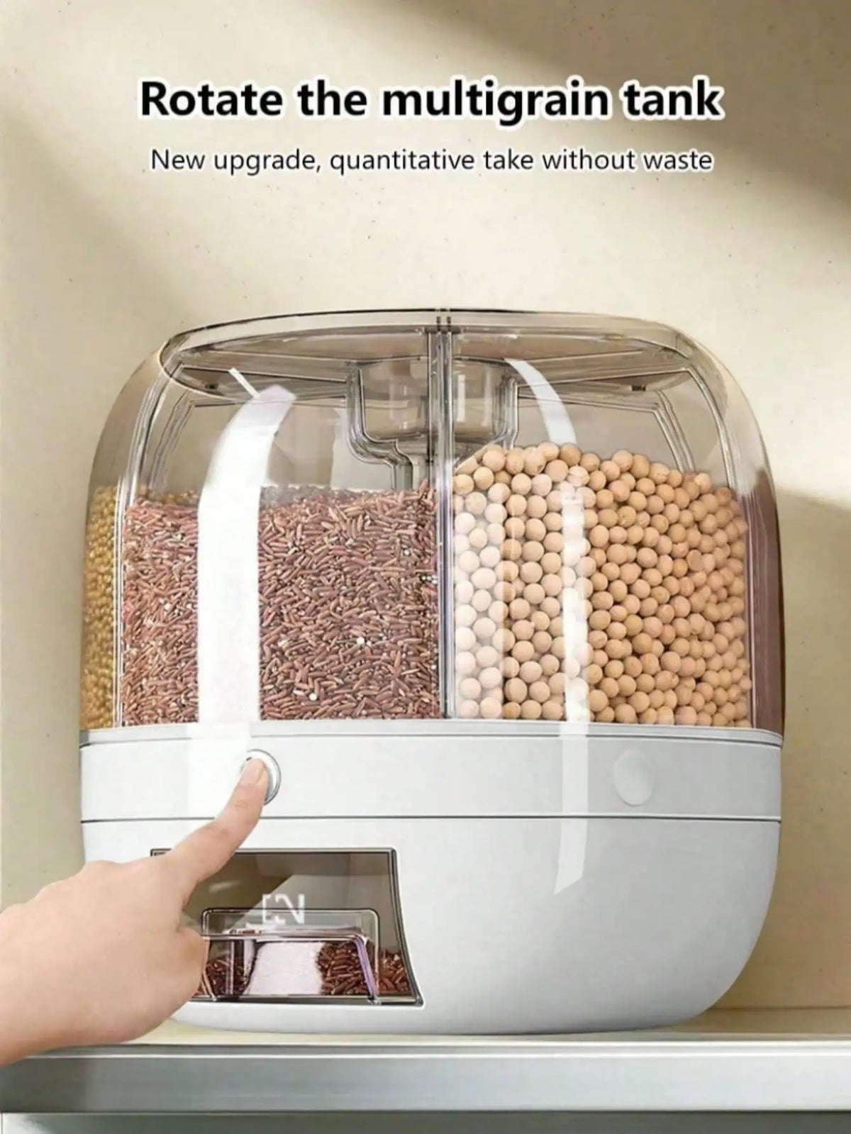 Grid Rotating Rice Dispenser 360 Grain Storage Container