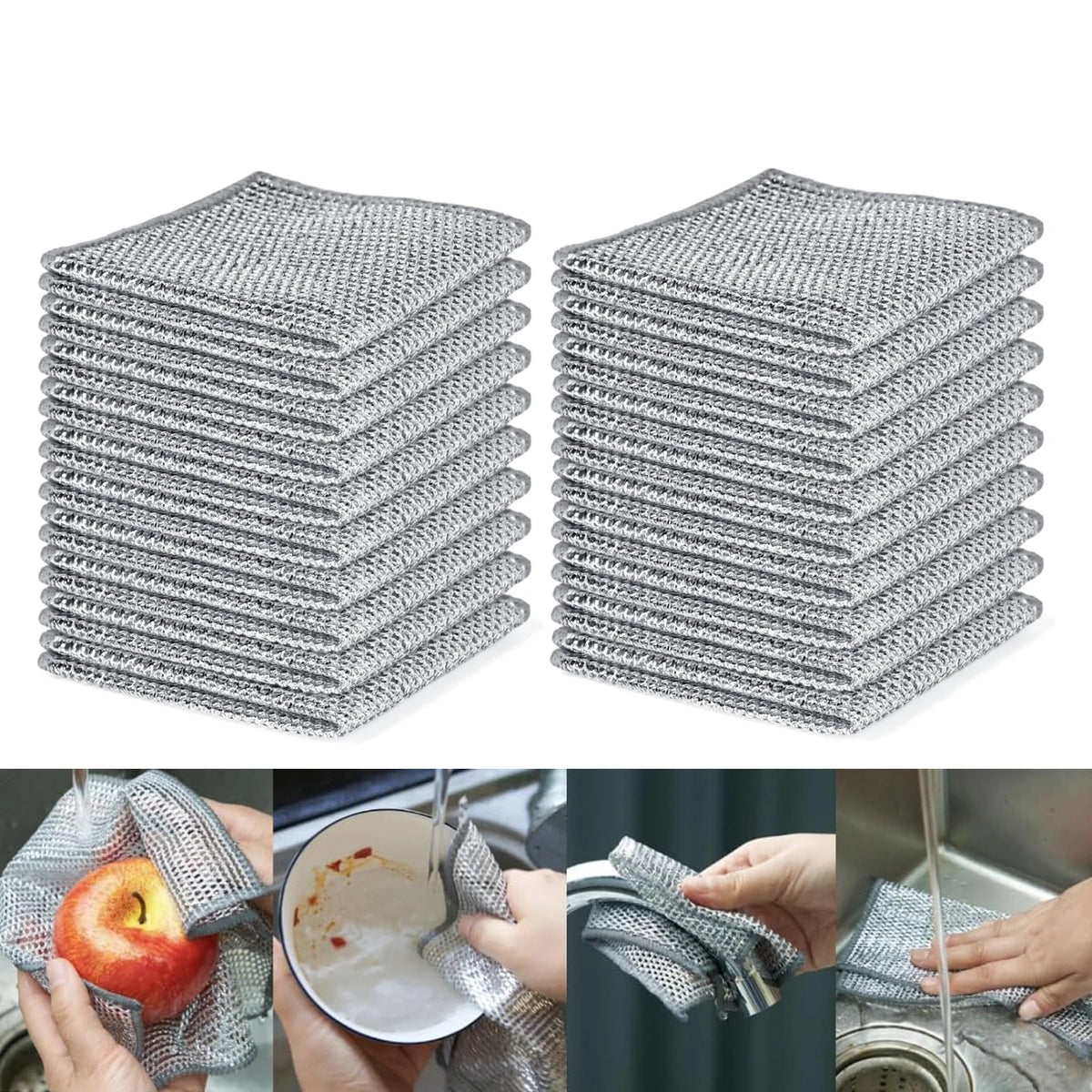 5/10/20/30pcs Dishcloths Multi-Purpose Wire Dishcloth Wet & Dry