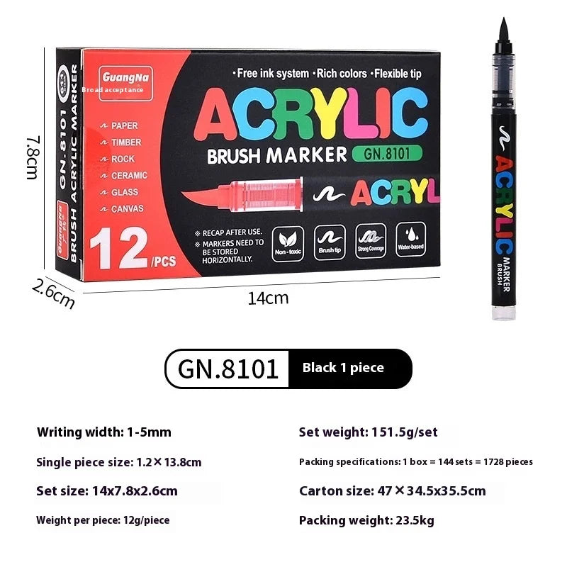 12-240 Colors Acrylic Paint Pens Pencil Brush Markers