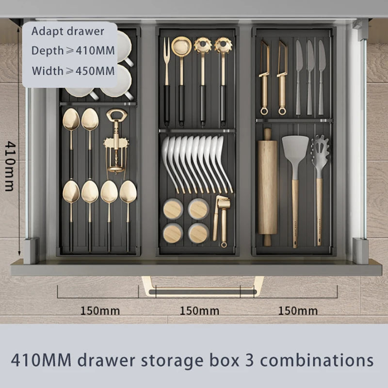 Adjustable Dish Rack Under Cabinet Drawer Spoon Chopsticks