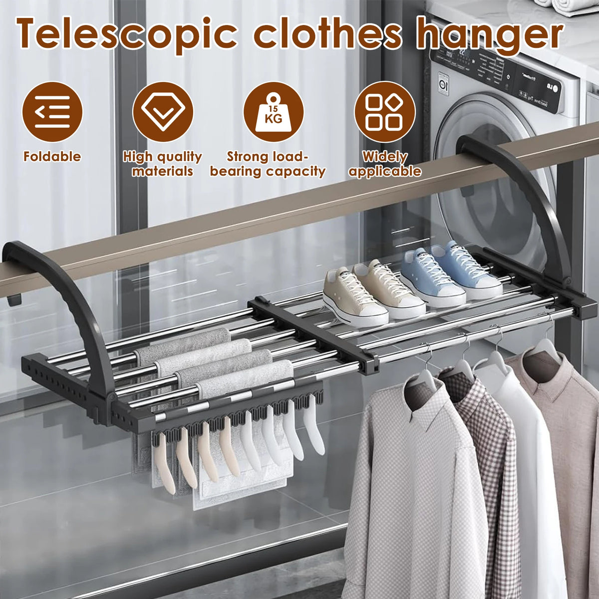 Extendable Radiator Drying Rack Stainless Steel Foldable Balcony